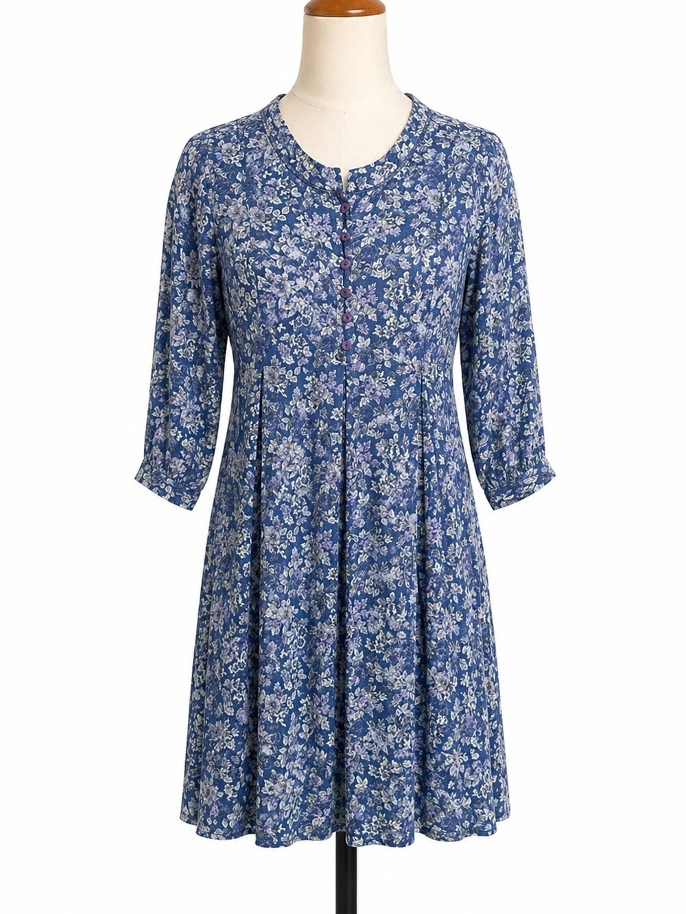 Vintage April Cornell Blue Floral Dress Sz Small